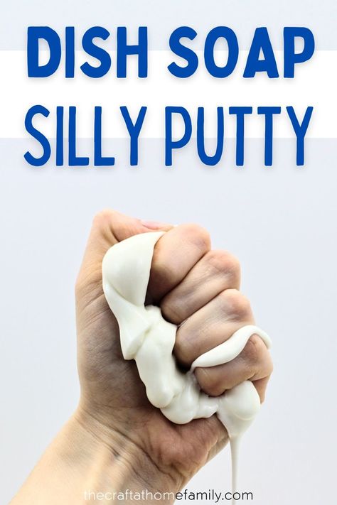 2-Ingredient Dish Soap Silly Putty Silly Putty Recipe, Diy Silly Putty, Homemade Silly Putty, Dish Soap Slime, Easy Recipe For Kids, Putty Recipe, Soap Slime, Liquid Starch, Recipe For Kids