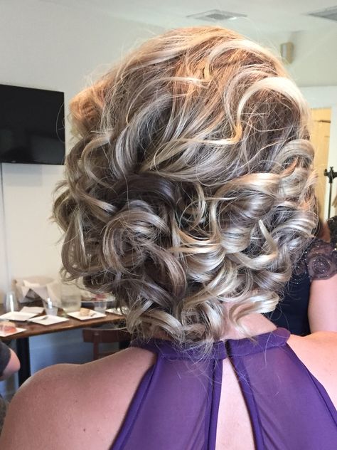 best updo for shoulder length hair. this was my bridesmaid updo by Kellie at Salon 717 in lancaster, PA. #salon717 #bridesmaidupdo Bride Hair And Makeup, Chignon Updo, Bridesmaid Updo, Wedding Hairstyles For Medium Hair, Medium Length Curly Hair, Bridesmaid Hair Medium Length, Makeup Trial, Mother Of The Bride Hair, Curly Wedding Hair