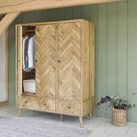 Boho Wardrobe Furniture, Painted Wardrobes, Wood Block Flooring, Wooden Wardrobe Design, Wardrobe Design Modern, Oak Wardrobe, Triple Wardrobe, Oak Furnitureland, Dovetail Joints