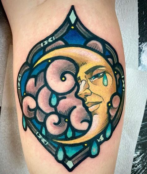 Neo Trad Moon Tattoo, Traditional Lamb Tattoo, Neo Traditional Lunar Moth Tattoo, Neo Traditional Sun And Moon Tattoo, Neo Traditional Witchy Tattoos, Neo Traditional, Newcastle Upon Tyne, Each Day, Matching Tattoos