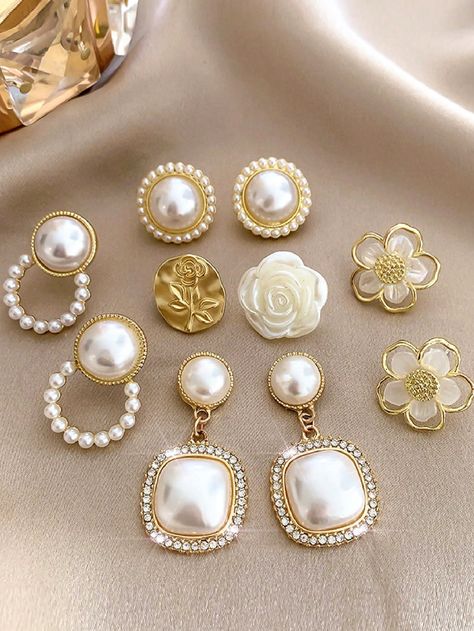 5 Pairs Vintage Faux Pearl Metal Drop Earrings, Fashion Jewelry Earrings For Women, Suitable For Daily Wear And Festival/Christmas Gift White Fashionable        Women Fashion Jewelry, size features are:Bust: ,Length: ,Sleeve Length: Metal Drop, Fashion Jewelry Earrings, Earrings For Women, Faux Pearl, Women Fashion, Women's Earrings, Daily Wear, Length Sleeve, Christmas Gift