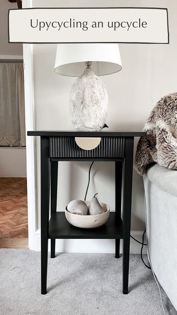 Commode Diy, Ikea Hemnes Nightstand, Hemnes Bedside Table, Nightstand Hack, Ikea Hack Living Room, Bedside Table Ikea, Bedside Table Styling, Ikea Makeover, Nightstand Makeover