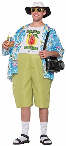 Tacky Tourist Costume, Tourist Halloween Costume, Tourist Costume, Tacky Tourist, Tourist Outfit, One Piece Jumpsuit, Hawaiian Outfit, Khaki Shorts, Vacation Outfits