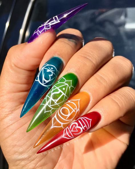 Chakra Nails, Nails Rainbow, Rainbow Nails Design, Rainbow Jelly, Nails Colorful, Nails Yellow, Acrylic Nail Set, Colorful Nails, Bright Nails