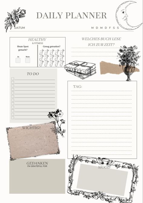 Daily planner instagramplanner #plannerinspiration #ipadplanners📗. Daily Planner Bullet Journal Layout, Detailed Daily Planner, Aesthetic Daily Planner, Daily Planner Ideas, Daily Planner Templates, Cute Daily Planner, Simple Daily Planner, Ipad Organizer, Planner Vintage