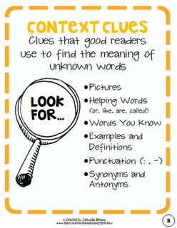 Teaching Context Clues with picture books, classroom magazines and textbooks Context Clues Anchor Chart 2nd Grade, Teaching Context Clues, Context Clues Anchor Chart, Vocabulary Ideas, Intervention Activities, Grade Three, Reading Recovery, Reading Vocabulary, Teach Reading