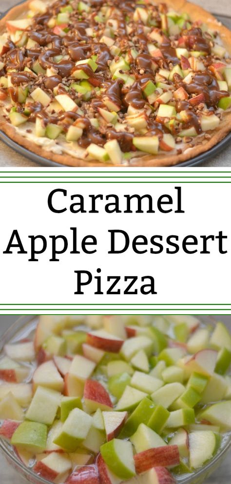 Fall Fruit Pizza, Apple Dessert Pizza Recipe, Caramel Apple Dessert, Dessert Pizza Recipe, Apple Dessert Pizza, Desserts Caramel, Sugar Cookie Pizza, Dessert Pizza Fruit, Fruit Pizza Sugar Cookie Recipe