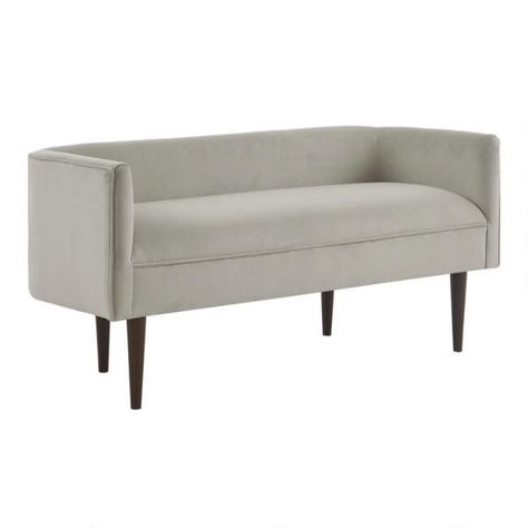 Marty Cream Velvet Upholstered Bench | World Market Accent Bench, Velvet Bench, End Of Bed Bench, Bed Bench, Madison Park, Upholstered Bench, Bench With Storage, Low Back, Bench Furniture