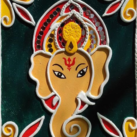 Ganesha Lippan Art 🎨 #lippanart #lippanartwork #lippandesign #ganeshart #ganeshlippanart #ganesha #diwalidecor #diwalidecorations #homedecor #homedecoration #diy #craft #walldecor #wallhanging #art #artist #clayart #mudandmirror #mirrorwork #creativearts_work #instagram #indianart #indianartist #indiaart Lippan Art, Ganesh Ji, Ganesh Art, Indian Artist, Mdf Board, Diwali Decorations, Mirror Work, India Art, Indian Art