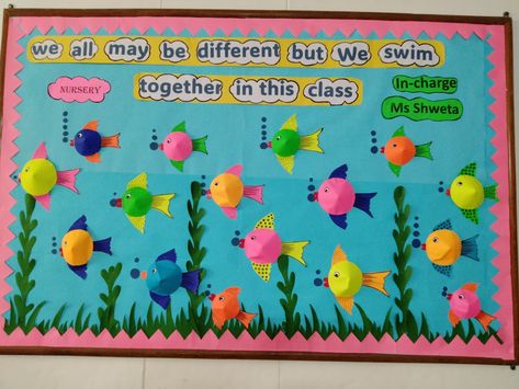 Chart For Classroom, Class Board, Under The Sea Crafts, English Thoughts, Class Theme, Sea Crafts, Board Decoration, School Bulletin Boards, Different Quotes