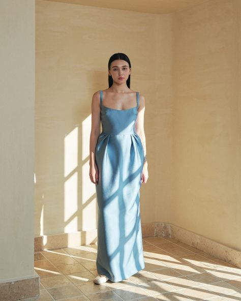 MAISON AMORY | Spending all Spring in shades of blue. | Instagram One Bridesmaid Only, Mother Of The Bride Dresses Summer Casual, Blue Formal Bridesmaid Dresses, Evening Formal Outfit, Blue And Yellow Bridesmaids, Mexico Bridesmaid Dresses, Unique Bridesmaid Dresses Classy, Blue Dresses To Wear To A Wedding, Unique Wedding Guest Dress