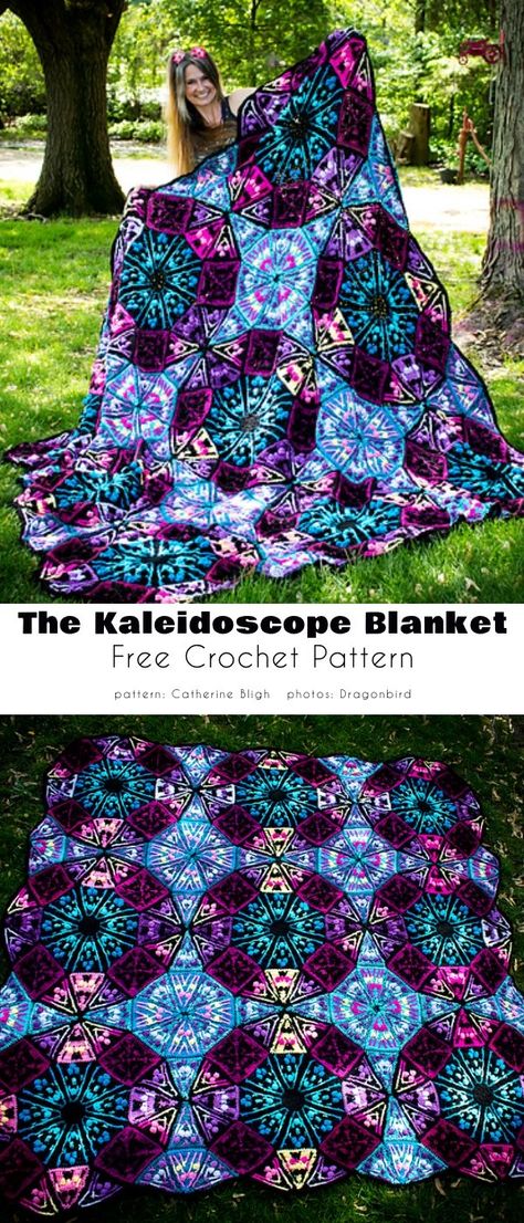 Color Kaleidoscope Blanket Free Crochet Patterns Motifs Afghans, Zig Zag Crochet, Confection Au Crochet, Crochet Blanket Afghan, Crochet Quilt, Haken Baby, Afghan Patterns, Crochet Afghans, Stitch Crochet