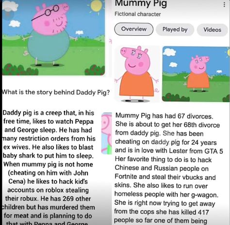 Mommy Pig Story, Mummy Pig Divorces, Peppa Pig Theory, Daddy Pig Funny, Peppa Pig Backstory, Mummy Pig Has 67 Divorces, Peppa Pig Story, Peppa Pig Memes, Pepper Pig