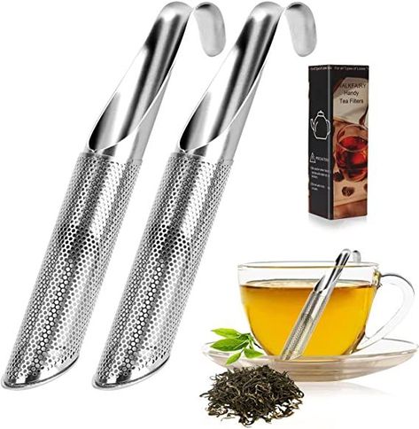 Walkfairy 2Pcs Tea Infuser Handy Stainless Steel Strainer with Hook Loose Tea Leaves Tea Filters for Powdered Tea Scented Tea Fine Ground Tea and Herbal Infusions for Housewarming Gifts New Home Tea Diffuser, Tea Filter, Herbal Infusion, Steeped Tea, Tea Strainer, Loose Tea, Tea Infuser, Tea Bowls, Housewarming Gifts