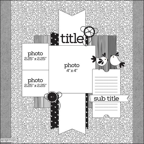 Scrapbook Sketches 12x12, Scrapbook Design Layout, Page Maps, Picture Layouts, Scrapbook Layout Sketches, Paper House, Scrapbook Templates, Photo Sketch, Photo Layouts