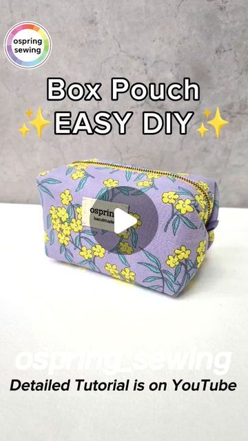 Sew Pouch With Zipper, Box Pouch Pattern, Pouch Pattern Free, Box Bag Pattern, Pouch Tutorial, Sewing Tutorials Clothes, Pouch Pattern, Diy Sewing Pattern, Instagram Diy