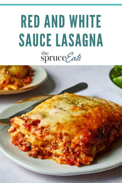 Red And White Sauce Lasagna, Lasagna Recipe With White And Red Sauce, Ricotta Sauce For Lasagna, White And Red Lasagna, Red And White Lasagna Recipe, Lasagna With Red And White Sauce, Red And White Lasagna, White Lasagna Recipe, Basic White Sauce