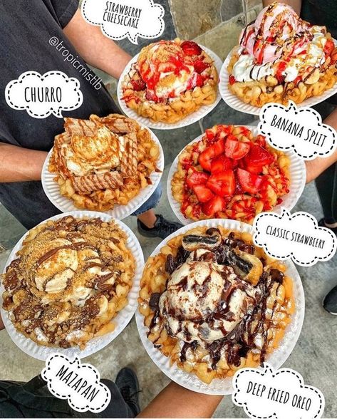 Funnel Cake Business, Funnel Cake Toppings Ideas, Funnel Cake Ideas, Deep Fried Oreo, Fried Oreo, Deep Fried Oreos, Funnel Cakes, Carnival Food, Fair Food