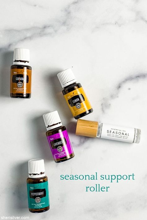 seasonal support roller | Sheri Silver - living a well-tended life... at any age Sinus Roller Blend, Sinus Allergies, Oils For Sinus, Young Living Diffuser, Copaiba Essential Oil, Allergy Season, Essential Oils For Pain, Essential Oils For Headaches, Essential Oils For Kids