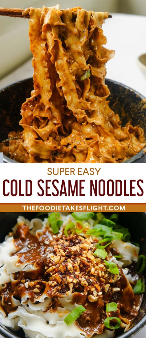 Cold Vegan Dinner, Korean Sesame Noodles, Sesame Soy Noodles, Cold Asian Dishes, Sesame Paste Noodles, Cold Vegan Recipes, Sesame Noodles Cold, Asian Cold Noodles, Cold Sesame Noodles Recipe