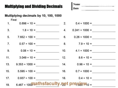 Preview of Multiplying and Dividing DecimalsA basic drill sheet for multiply and… Multiplying And Dividing Decimals, Probability Math, Rounding Worksheets, Decimal Multiplication, Grade 5 Math Worksheets, Decimal Word Problems, Place Value With Decimals, Multiplying Decimals, 5th Grade Worksheets