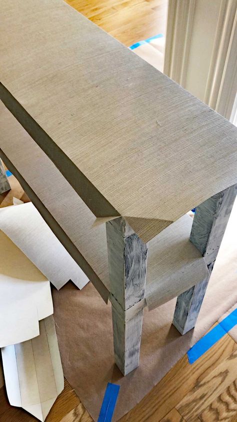 Diy Console Table Entryway, Grasscloth Console Table, Serena And Lily Living Room, Diy Entry Table, Ikea Lack Table, Small Console Table, Console Table Entryway, Entry Console Table, Diy Console Table