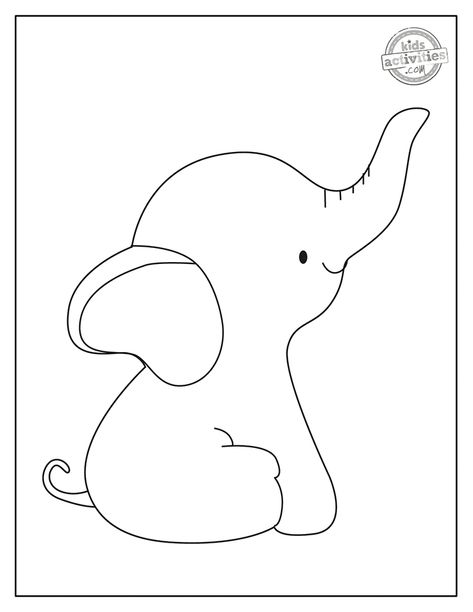 Baby Prints Ideas, Elephant Patterns Free Printable, Baby Elephants, Elephant Template Printable Free, Elephant Clipart Cute, Cute Baby Animal Coloring Pages, Cricut Baby Elephant, Baby Elephant Clipart, Baby Elephant Clip Art