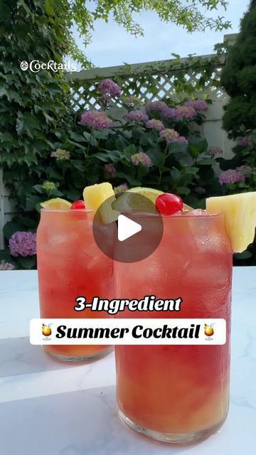 Cocktails (21+ to follow) on Instagram: "Easy, Breezy, 3-Ingredient Summer Squeeze 🍍🍹Minimal ingredients, maximum refreshment🙌😋 Cheers to endless summer vibes☀️✨ Would you try this👀
Ingredients:
-Ice
-2 oz. pineapple juice
-3 oz. coconut rum lemonade
-1.5 oz. cranberry juice
-garnish with lime, pineapple & cherry
#cocktails #3ingredients #summerdrinks #summercocktails #easyrecipe #easy #summerfun #yummy #refreshingdrinks #pineapple #rum" Cocktail Juice Recipe, Rum Lemonade, Cherry Cocktails, Pineapple Lemonade Punch, Rum And Lemonade, Summer Drinks Alcohol Recipes, Fruity Alcohol Drinks, Lemonade Punch, Punch Cocktails