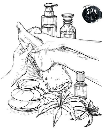 Spa foot massage hands doing Royalty Free Vector Image Massage Drawing, Massage Hands, Massage Art, Diy Massage, Illustration Pencil, Hair Salon Design, Wine And Canvas, Spa Inspiration, Massage Room