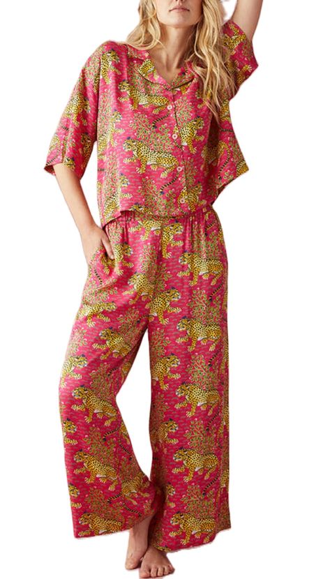 PRICES MAY VARY. Material:Womens summer two piece sleepwear sets are consist of lightweight and breathable polyester material,it is skin friendly, soft touching, comfy and cooling to wear. Features:Women's print pajamas set, short sleeves lapels shirt tops, wide leg long pants, cute tiger floral print loungewear, loose fit buttons down pajamas, y2k matching pjs sets, casual sleepwear sets, chic loungewear sets, drawstring design, with two side pockets, you can enjoy superior comfort. Occasions: Boho Lounge, Pajama Day, Cotton Pajamas Women, Y2k Boho, Women Y2k, Floral Pajamas, Summer Pajamas, Button Down Short Sleeve, Sleepwear Sets