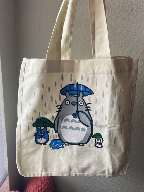 Handpainted by me Totoro Tote Bag, Arts And Crafts, Paintings, Hand Painted, Tote Bag, Art