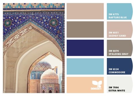 Dubai Color Palette, Arabian Color Palette, Islamic Color Palette, Dubai Hospital, Turkey Architecture, Moroccan Courtyard, Mughal Design, Seeds Color, Pintura Exterior