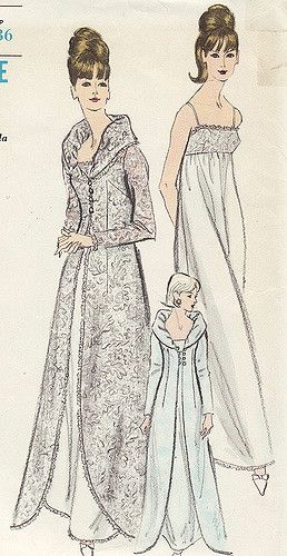 60s Vogue, 1960s Vogue, Nightgown Dress, Vintage Vogue Sewing Patterns, Robes Glamour, Patron Vintage, Fashion 1960s, Gown Pattern, Vintage Dress Patterns