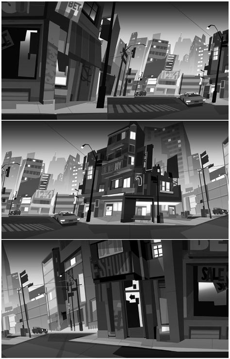 Big City Concept Art, Big City Illustration, City Concept Art, Robert Valley, Backgrounds Cartoon, City Composition, Dance Central, Passion Pictures, Background City