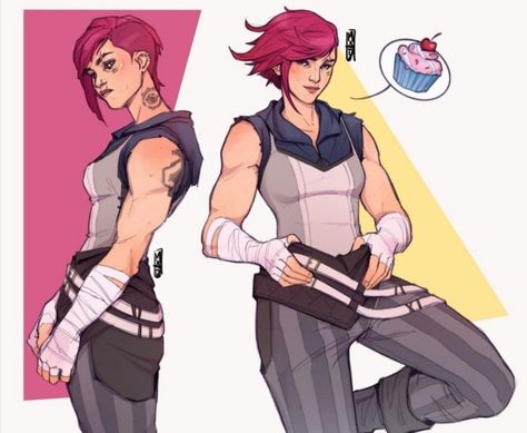 Vi Body Type, Arcane Vi, Vi Arcane, Vi League Of Legends, League Of Legends Characters, Lgbt Art, Lol League Of Legends, Anime Girlxgirl, Pose Reference Photo