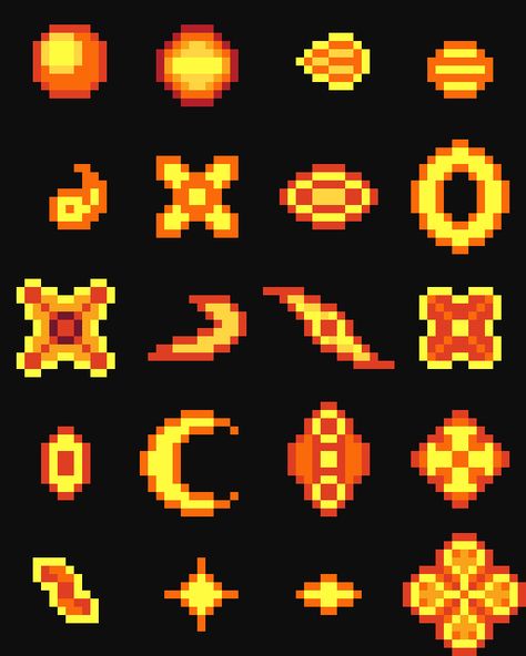 Fire Pixel Bullet 16x16 by blackdragon1727 Pixel Lightning, 16 X 16 Pixel Art, Pixel Fire, Fire Pixel Art, Magic Pixel Art, Pixel Effect, 16x16 Pixel Art, Pixel Art Background, Pixel Animation