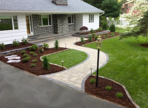 Paver Walkway Design Ideas, Front Paver Walkway Ideas, Paved Walkway, Front Walkway Landscaping, Front Door Landscaping, Front Yard Walkway, Front Path, Walkway Landscaping, Walkway Design