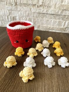 Crochet Mashed Potatoes, Cute Food Crochet, Crochet Food Amigurumi, Crochet Cereal, Cute Crochet Food, Crochet Ramen, Basket Design Ideas, Crochet Food Patterns, Interesting Crochet