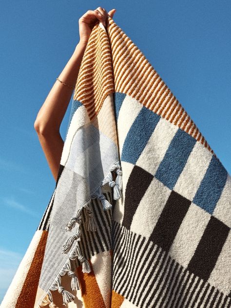 Summer Capsule, Sustainable Textiles, Basket Design, Checkerboard Pattern, Chevron Stripe, Women Artisans, Capsule Collection, Beach Towels, Color Inspiration