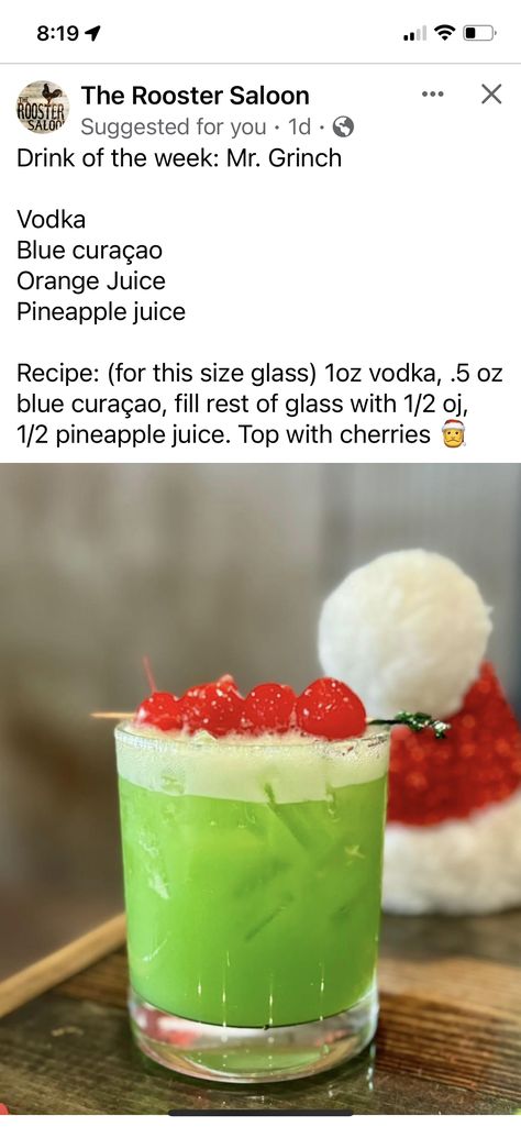 Grinch Drinks, Christmas Cocktail Drinks, Grinch Drink, Pineapple Juice Recipes, Vodka Blue, Xmas Drinks, Christmas Drinks Alcohol Recipes, Christmas Drinks Recipes, Christmas Drinks Alcohol