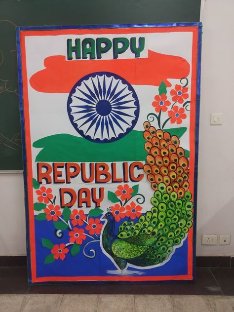 Republic Day Chart Ideas, School Decorations Diy, Sports Day Decoration, Class Board Decoration, Soft Board Decoration, Independence Day Drawing, Kindergarten Decorations, 26th January, School Art Activities