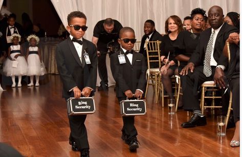 Ring Bearer Outfit Black, Black Ring Bearer, Ring Security Ring Bearer, Ring Bearer Ideas, Black People Weddings, Emerald Green Wedding Theme, Black And White Wedding Theme, Green Themed Wedding, Dream Wedding Decorations