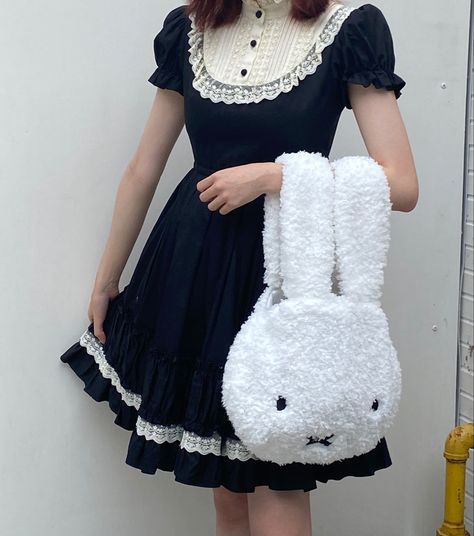 miffy bag Miffy Aesthetic Outfit, Miffy Outfit, Miffy Clothes, Miffy Bag, Miffy Crochet, Silly Clothes, Crochet Goodies, Kawaii Fashion Outfits, Dress Aesthetic