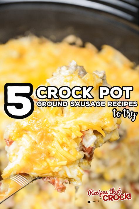 Ground Sausage is a great ingredient to pack a lot of flavor to a dinner time meal without adding a lot of cost. Here are five crock pot ground sausage recipes to try next week. via @recipescrock Ground Sausage Recipes Crockpot, Ground Sausage Crockpot, Pork Sausage Recipes Dinner, Ground Pork Sausage Recipes, Crock Pot Sandwiches, Sausage Crockpot Recipes, Polish Sausage Recipes, Crockpot Sausage, Ground Sausage Recipes