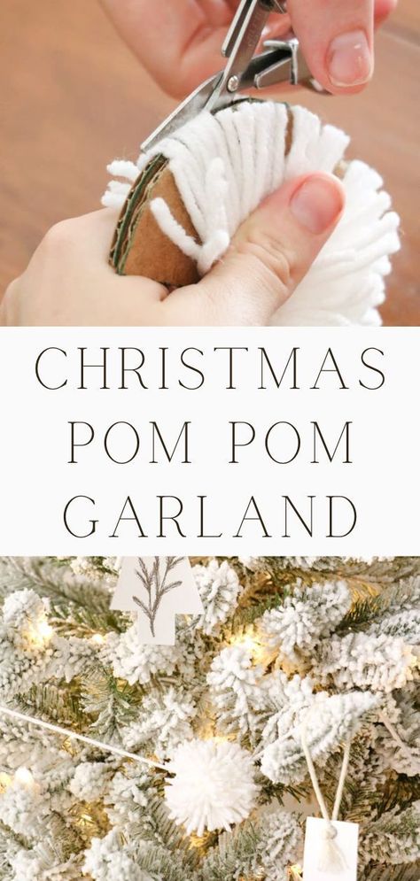 Christmas Pom Pom Garland, Christmas Pompom, Rice Krispie Treats Christmas, Crafting Nook, Pompom Garland, Christmas Pom Pom, Pom Garland, How To Make A Pom Pom, Christmas Tree Garland