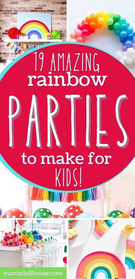 Rainbow Party Ideas that kids will love. Rainbow decorations can totally make a party! Looking for the pot of gold or just want to throw a St. Patrick's Day party that is not all green? Rainbow party ideas are amazing for birthdays, rainbow baby showers and so much more. These ideas are definitely show stoppers! Cheap Rainbow Party Ideas, Rainbow Two Year Old Party, 3rd Birthday Rainbow Theme, Simple Rainbow Birthday Decorations, Pot Of Gold Birthday Party, Rainbow Second Birthday Party, 3rd Birthday Rainbow Party, Rainbow Themed Birthday Party Ideas, Rainbow Games Party