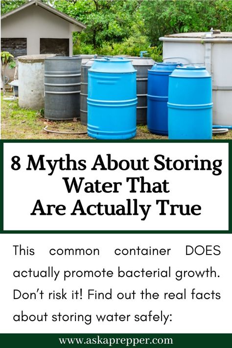 We all know the importance of water in our lives. You don’t even have to be a prepper or survivalist to understand that. We use water in countless ways throughout each and every day of our lives, mostly without giving it a thought. It’s only when that water is hard to come by that most people realize just how precious it really is. We preppers know that and include water storage as a key part of our preps. Large Water Storage Tanks, Water Storage Ideas, Long Term Water Storage, Water Collection System, Survival Skills Emergency Preparedness, Prepper Food, Water Survival, Rainwater Collection, Off Grid Survival