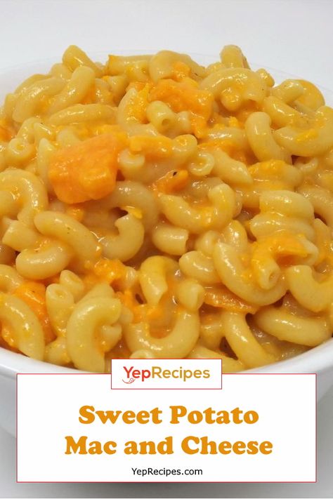 Sweet Potato Mac And Cheese, Potato Mac And Cheese, Creamy Macaroni And Cheese, Pasta Side Dishes, Pasta Sides, Vegetarian Sides, Grain Foods, Sharp Cheddar, Sharp Cheddar Cheese