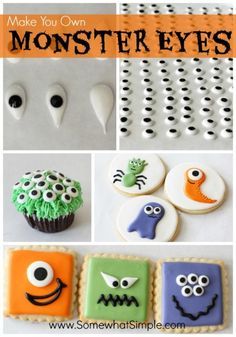 How to make your own monster eyes - it's so easy! Make Your Own Monster, Biscuits Halloween, Candy Eyeballs, Monster Eyes, Monster Birthday Parties, White Icing, Monster Birthday, Halloween Desserts, Theme Halloween