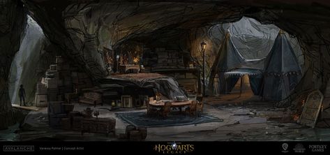 Rookwood Thief Hideout Art - Hogwarts Legacy Art Gallery Hideout Concept Art, Vanessa Palmer, Dark Wizard, Hogwarts Legacy, Art Story, Wizarding World Of Harry Potter, Fantasy Concept Art, Environment Design, Game Artwork